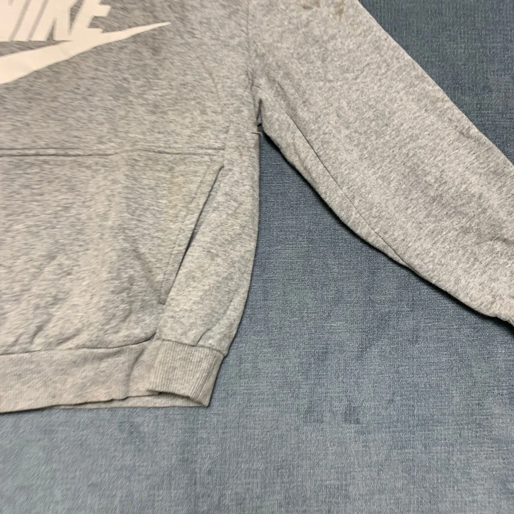 Nike Hoodie Kids Small Gray Swoosh Logo Kangaroo‎ Pocket Long Sleeve Pullover